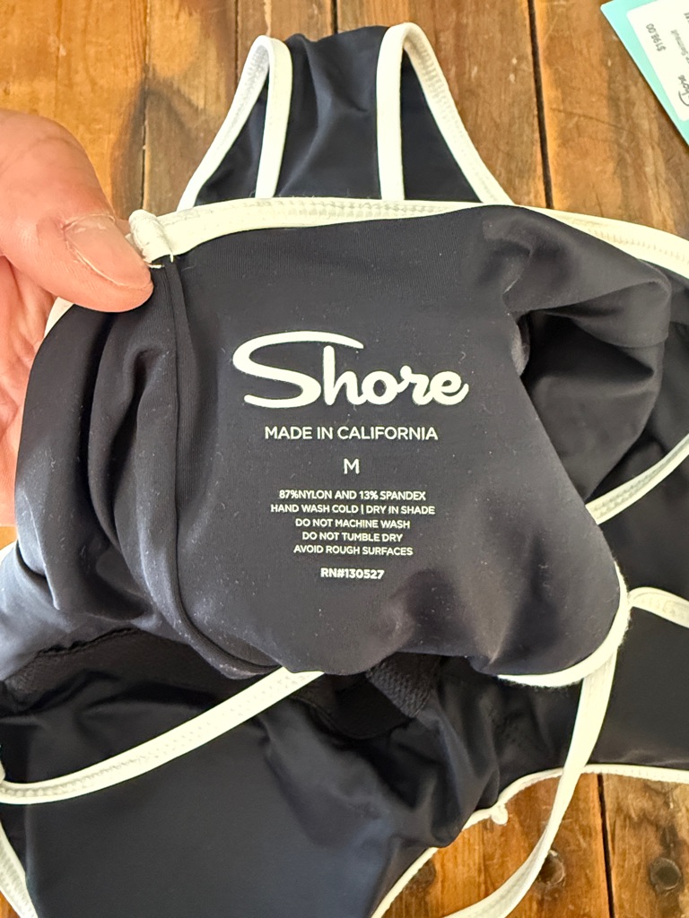 Shore Black One-Piece Swimsuit With White Trim — image 3 of 4
